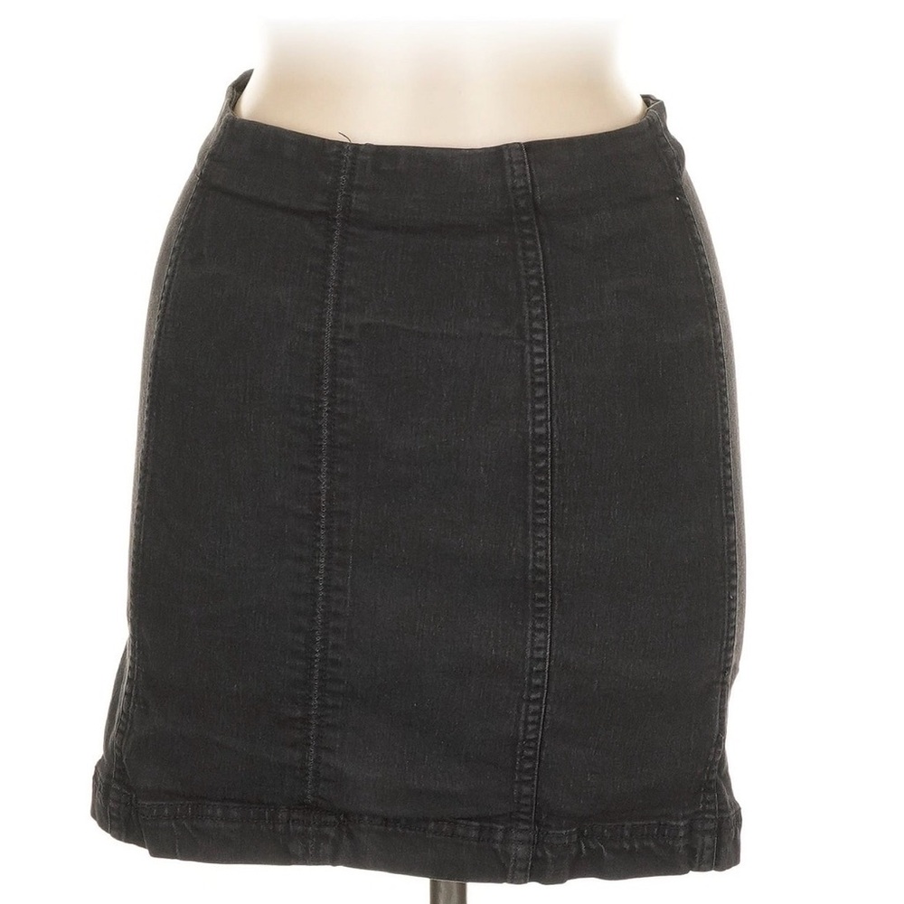 Free People Black Denim Skirt Women’s 10 Boho Y2K Mini / Midi